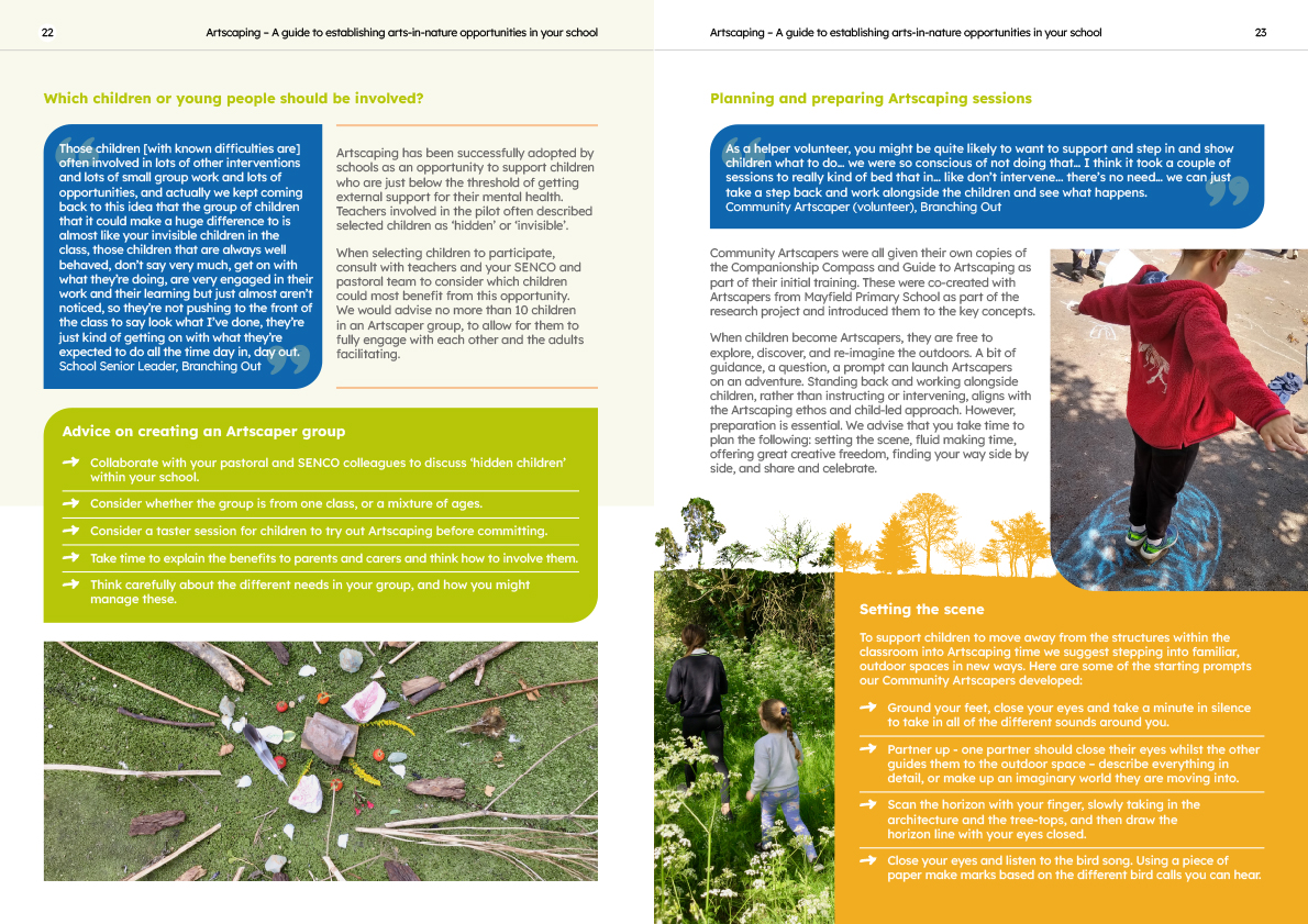 Artscaping, A guide to establishing arts-in-nature opportunities in your school - pages 22 & 23