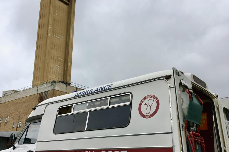 ambulance for emergency poetry arrives at addenbrooke's